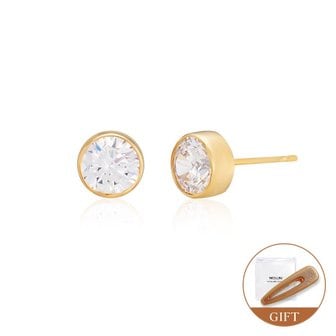  [모룬] (2월베스트) 14K 베젤큐빅 침 귀걸이 M 한쌍 MOE40089