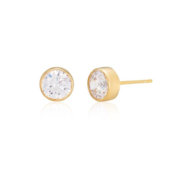 [모룬] (2월베스트) 14K 베젤큐빅 침 귀걸이 M 한쌍 MOE40089