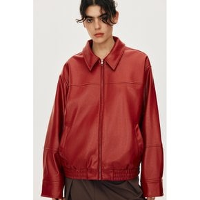 ZARA 레더 이펙트 범버 자켓 레드