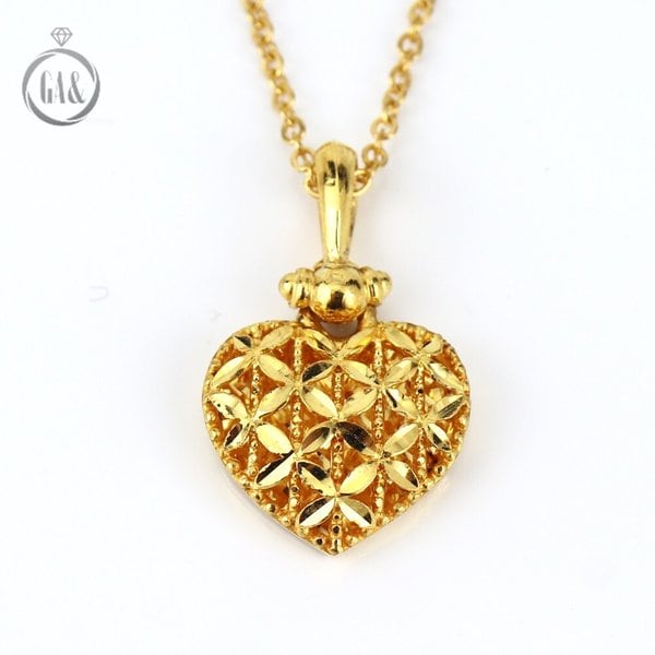 [가앤] 24k순금 통통 꽃 하트 목걸이 메달 펜던트 3.75g