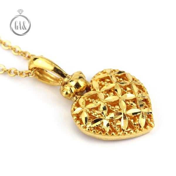 [가앤] 24k순금 통통 꽃 하트 목걸이 메달 펜던트 3.75g