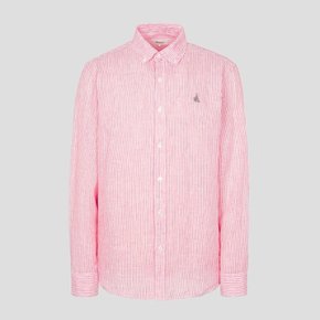 SS24[BC4364C21X] 남녀공용 리넨 스트라이프 셔츠 - 핑크