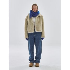 Eco Fur Fleece Short Mustang Jacket Jumper [Beige]