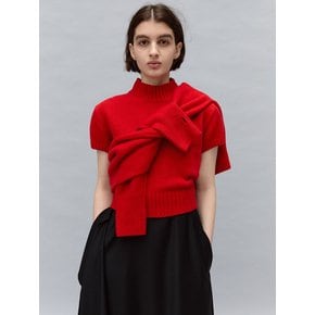 wool half turtle neck knit (red)