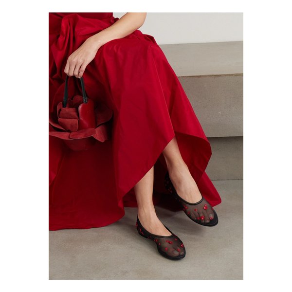 스타우드 알바 시퀸 장식 메시 발레리나 플랫 블랙 1647597352601930