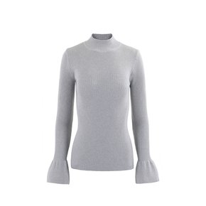 121092 Bell Edge Sleeves Knit Top-GY