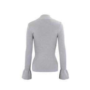 121092 Bell Edge Sleeves Knit Top-GY