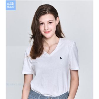 헤지스 에센셜 브이넥 린넨혼방 반팔 티셔츠