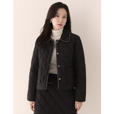 로엠 배색  카라 숏다운(2colors)_RMJDE11R99