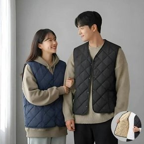 남녀공용 V넥 경량 융털 퀄팅조끼 겨울 간절기 봄 누빔 베스트 조끼 (45183656)