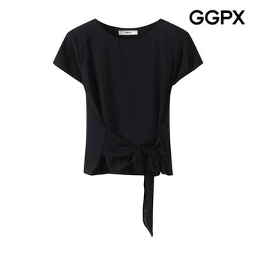 GGPX 앞 매듭 포인트 노카라 블라우스 (GP7SH009F)