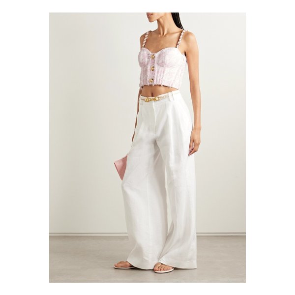 장식 코튼 혼방 트위드 뷔스티에 탑 핑크 46376663162844030