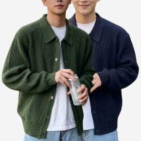 남성 오버핏 니트 카라 가디건 I4NT034