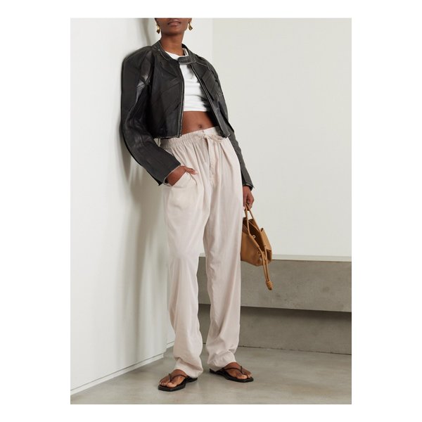 헥토리나 리오셀 혼방 크레이프 팬츠 오프 화이트 1647597333492614