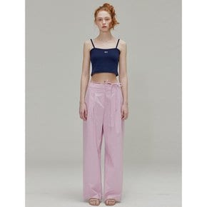 Ribbon cotton two-tuck wide pants_Pink