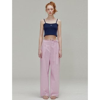 오프닝선샤인 Ribbon cotton two-tuck wide pants_Pink