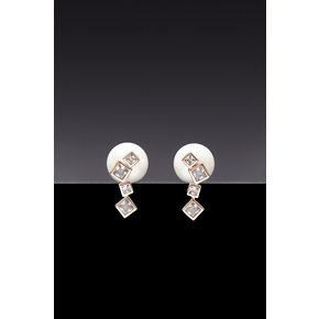 10mm White Pearl Core Galaxy Earrings [Option-Earclip 귀찌]