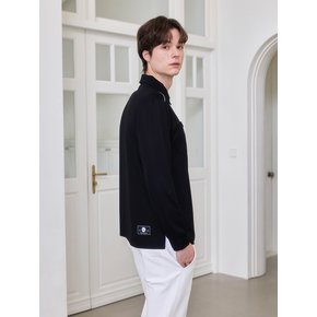 로고 투포켓 카라 롱슬리브 블랙