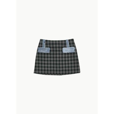 샵아모멘토 메릴로게 25SS Denim Detail Mini Skirt, Grey Multi