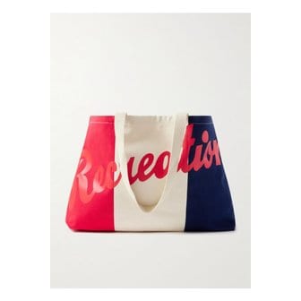 BODE 보디 레크리에이션 프린트 스트라이프 코튼 캔버스 토트 크림 1647597351291742