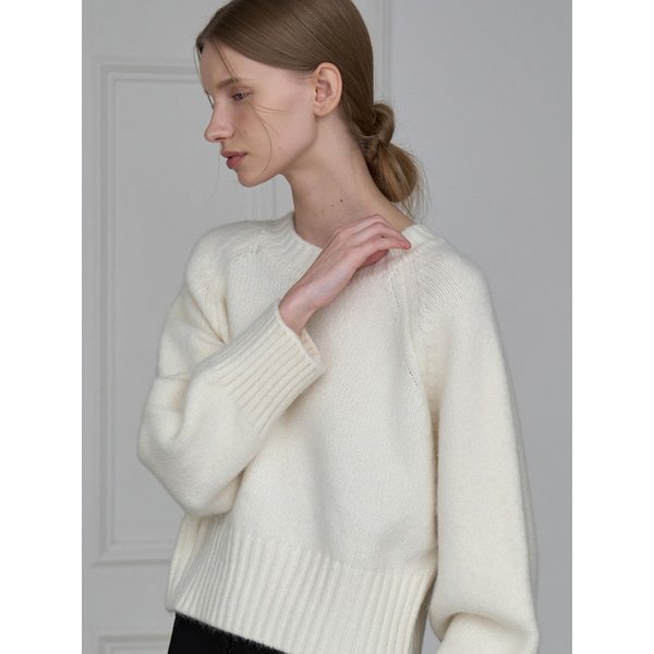 래글런 앙고라 립 니트 아이보리 L303