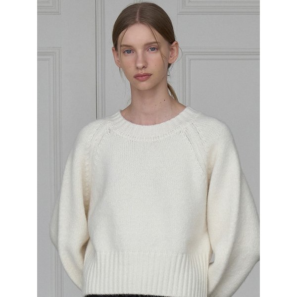 래글런 앙고라 립 니트 아이보리 L303