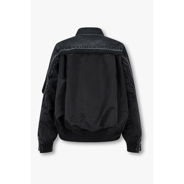 [CLASSICS]여성 데님 믹스 나일론 트윌 자켓_블랙 6416101104000