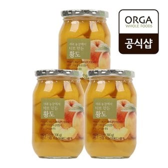 풀무원 [올가] 재배 농장에서 바로 만든 황도 복숭아 (450g X 3병)