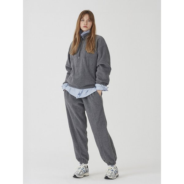 Soft Cloud Fleece Wide Jogger Pants_CHARCOAL