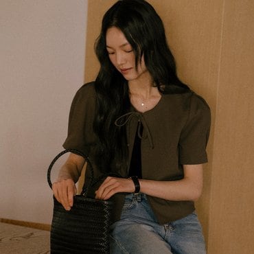 틸아이다이 Crop ribbon point jacket TISU01JK01_Brown