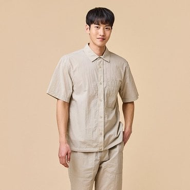 JAJU 남 사각 반팔 셔츠_베이지