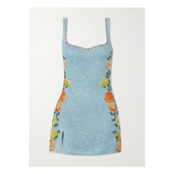 클리오 페피아트 카프리 크리스털 장식 비즈 튤 미니 드레스 블루 46376663162900023