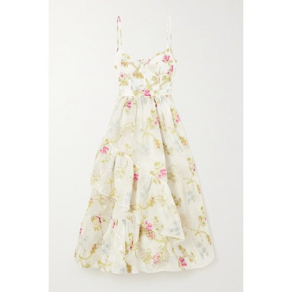 알라니 어시메트릭 러플 필 쿠포 오간자 미디 원피스 1647597301575991