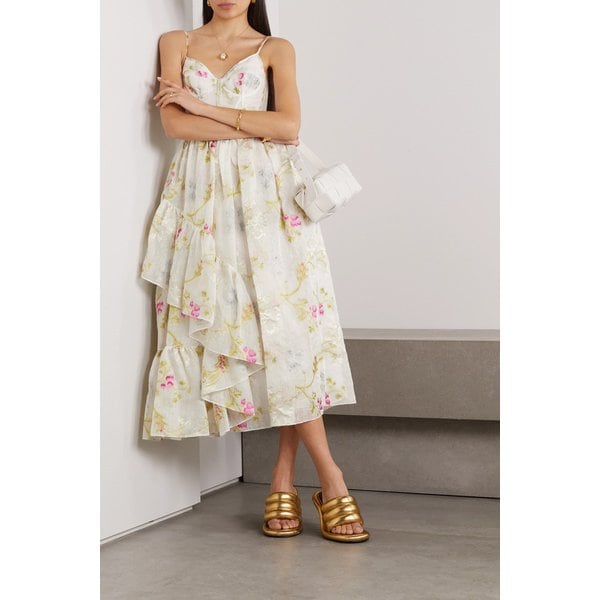 알라니 어시메트릭 러플 필 쿠포 오간자 미디 원피스 1647597301575991