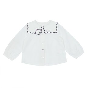 여아 가을셔츠 아이보리 고양이 스칼럽 블라우스 Q45DAB010