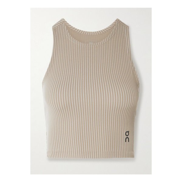 러닝 올 데이 크롭 스트라이프 골지 스트레치  탱크 베이지 46376663162951795