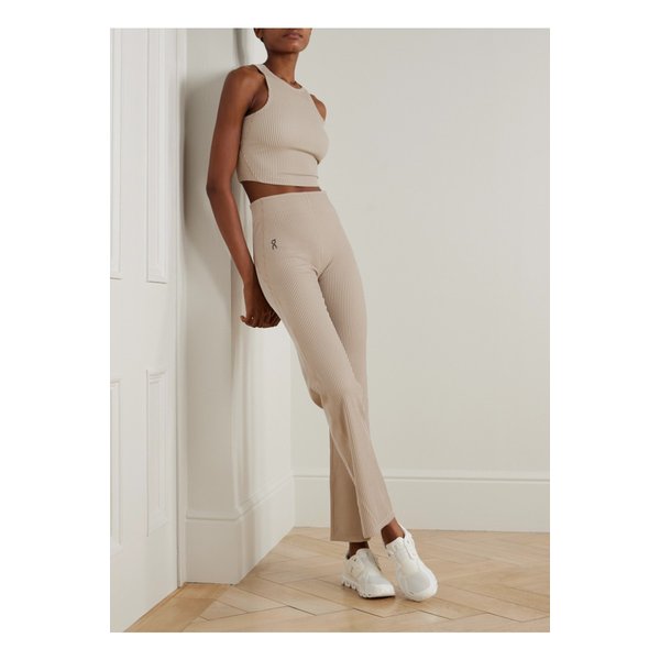 러닝 올 데이 크롭 스트라이프 골지 스트레치  탱크 베이지 46376663162951795