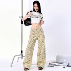  데님 팬츠 URS753352 배기청바지 밴딩청바지 여성배기