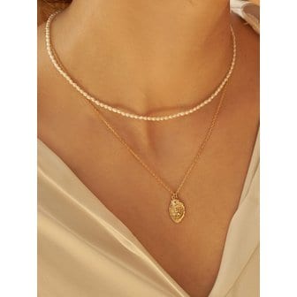 타티아나 [단독][2SET] Mini oval coin pearl necklace set_SE0131