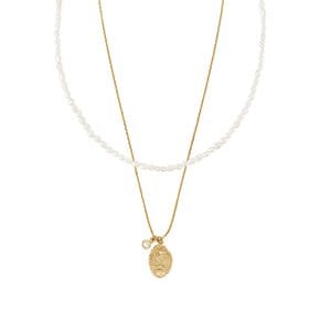 [단독][2SET] Mini oval coin pearl necklace set_SE0131
