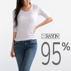 7부 레이온티셔츠 레이어드티 여행룩