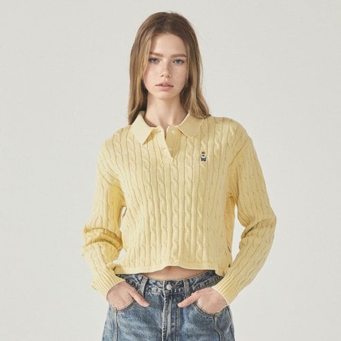 후아유 Steve Collar Neck Cable Pullover WHKAF2304F