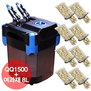 QQ아쿠아 외부여과기 QQ1500 + 팝콘 링 여과재 8리터 풀세트 BC1500