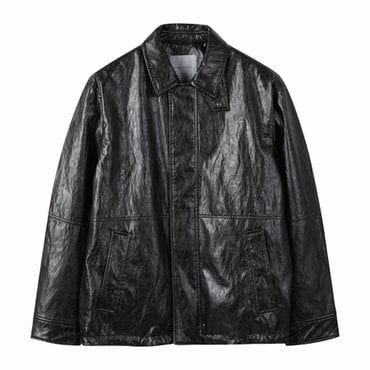 커스텀멜로우 [Outlet] Black Eco Leather Jacket_C9UAW24711BKX