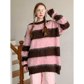 Oversized-Fit Mohair Stripe Knit (2colors) VKNIT_013