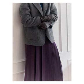 WOOL100 PLEATS MIDI SKIRT_PURPLE