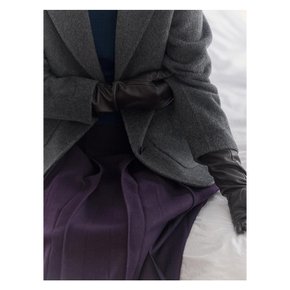 WOOL100 PLEATS MIDI SKIRT_PURPLE