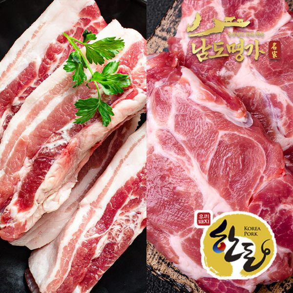 [남도명가] 한돈 삼겹살400g+생목살400g (총800g/1등급/구이용/냉장)