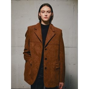 BRUSHED FAUX SUEDE JACKET (BROWN)