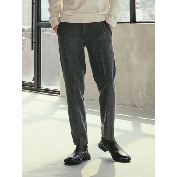 남성 엘라스틱 밴드 테이퍼드 슬랙스 (DK-GREY)